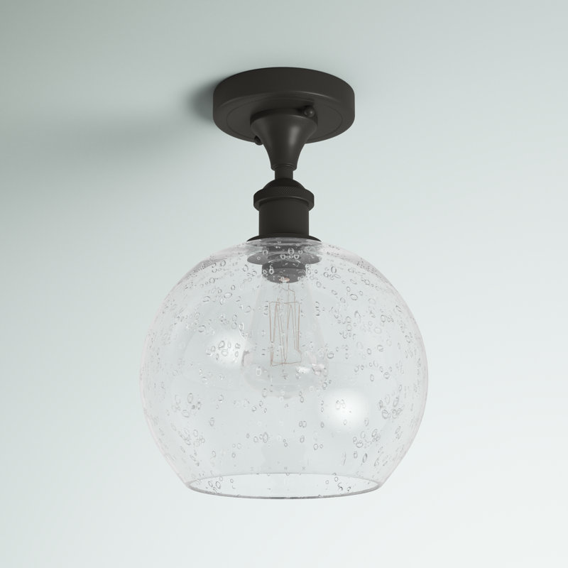 Plafonnier semi-encastré 8 lumières Baptista, Bronze huilé, Grainé, 12'' H X 8'' W X 8'' D