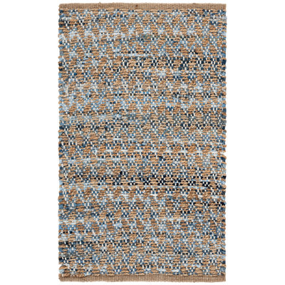 Reinheimer Hand Woven Jute/Chindi/Cotton Rug in Blue/Natural