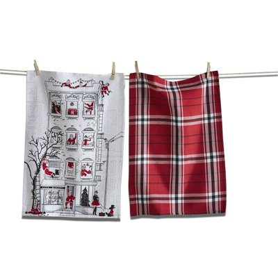 Santa Cityscape Dishtowel Set/2