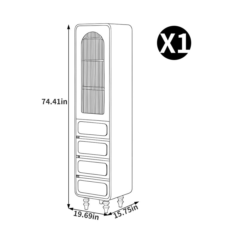 Frederic, (3 tablettes) H 74,41 po x l 19,69 po x P 15,75 po