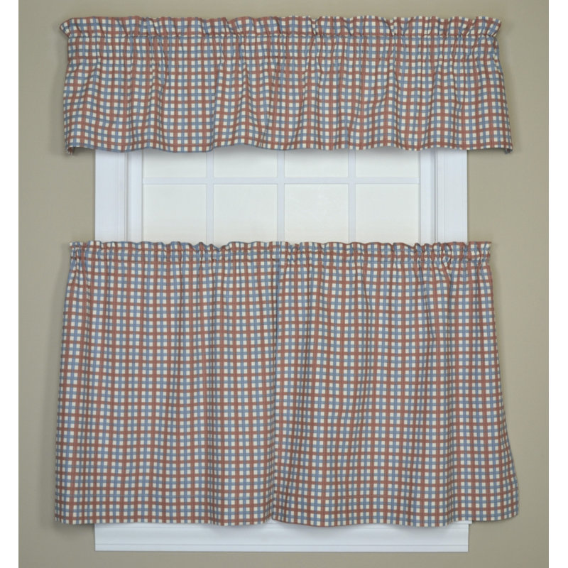 Gwyn Cotton Plaid Tailored Window Valance, Patriot