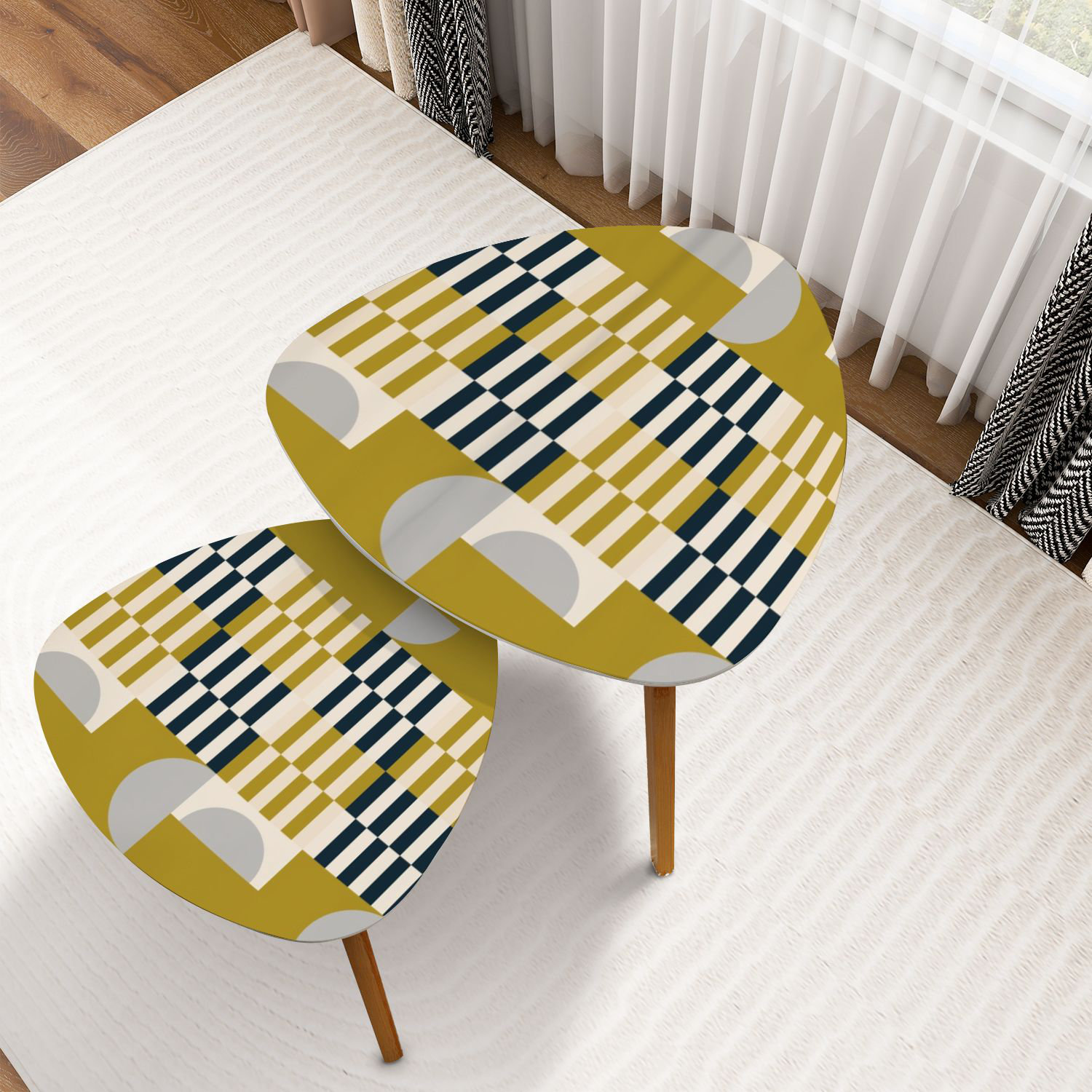 Curated visual reference: Fresh Look at East Urban Home Triangle Nesting Coffee Table Set Of 2