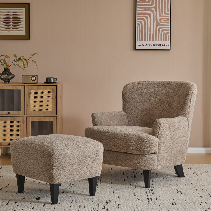 Kamiyla 33'' Wide Armchair and Ottoman, Camel, Yes