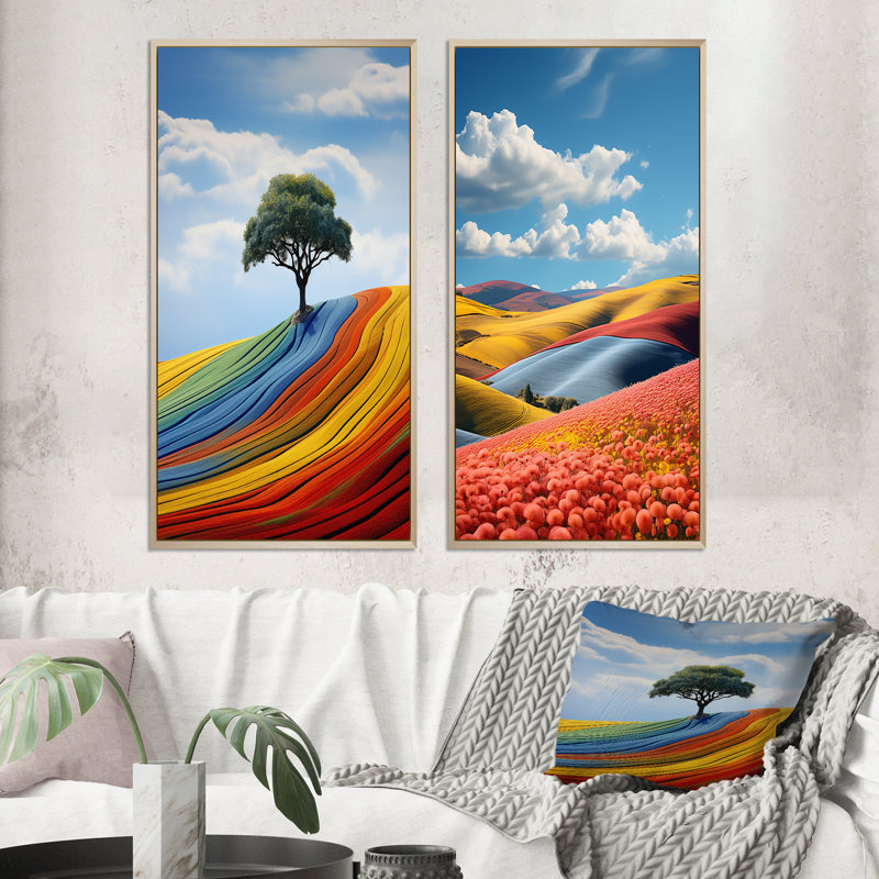 «Landscape Chromatique Symphony», 2 pièces, Encadrement brun, H 40 po x l 40 po