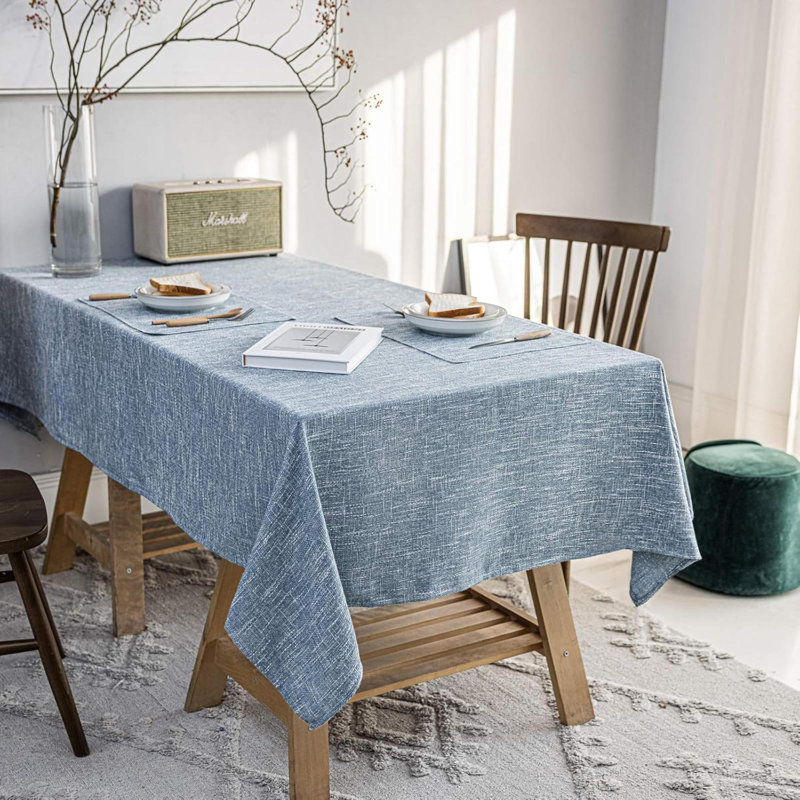Nappe imperméable en lin, nappe rectangulaire pour salle à manger, housse de table intérieure et extérieure facile à nettoyer pour les soirées buffet et les banquets, infroissable