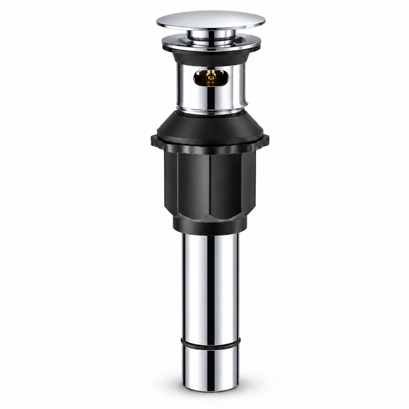 Bonde escamotable en acier inoxydable avec trop-plein, Chrome poli
