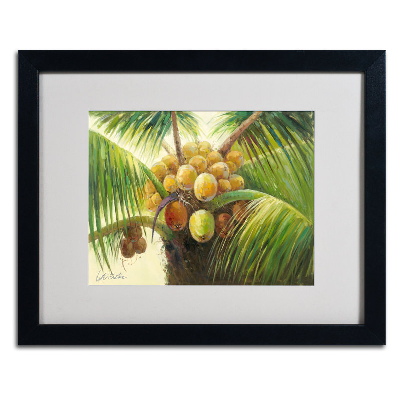 « coco palm ii » par victor giton, reproduction d’art encadrée, H 16 po x l 20 po x P 0,5 po, Noir