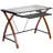 Glass Computer Desk with Pull-Out Keyboard Tray and Crisscross Frame-932448061