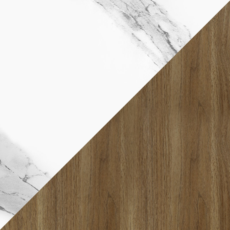 Ensemble de 2 buffets modernes avec plateau en faux marbre, brun clair