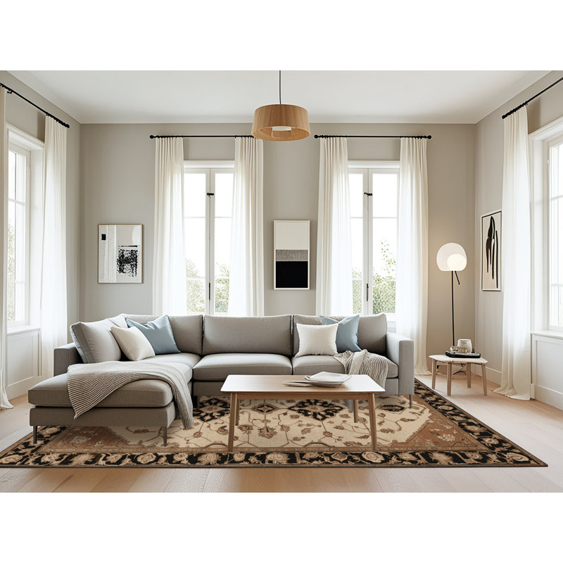 Tapis brun lavable à la machine, Rectangulaire 8 pi x 10 pi