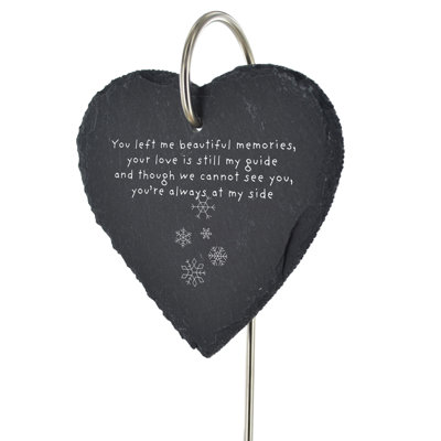 Boyan Slate Heart Christmas Grave Marker Memorial Plaque