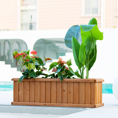 Boîte à fleurs rectangulaire en cèdre massif avec trous de drainage Barros