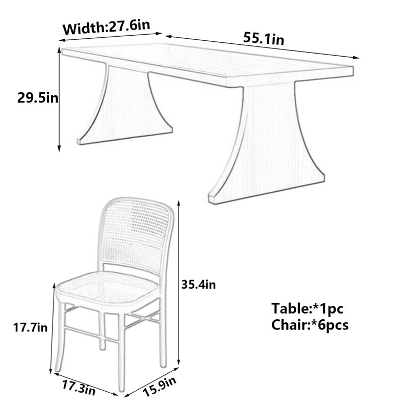 Table de salle à manger Modern, H 29,5 po x L 55,1 po x l 27,6 po