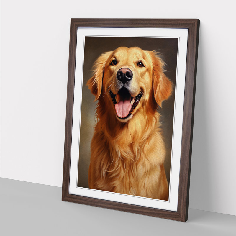 Golden Retriever Realism - Framed Print, Walnut Framed, 64cm H x 46cm W