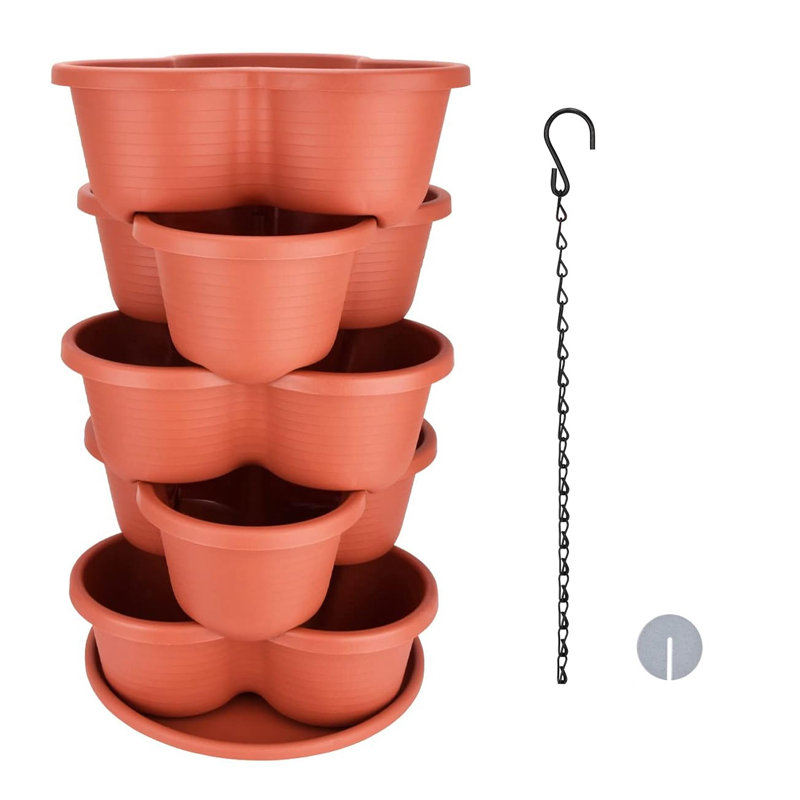 Tour à fleurs verticale empilable à 5 niveaux - pour fraises, herbes et légumes