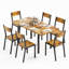 Ensemble de salle à manger industriel extensible 7 pièces pour 4 à 6 personnes, ensemble de salle à manger compact avec 6 chaises ergonomiques, table de cuisine et chaises pour la cuisine et le salon-1490672316-1490672319