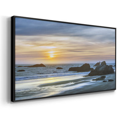 Harris Beach Sunset- Framed Gallery Wrapped Canvas -Ready to Hang
