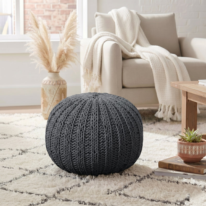 Lietz Upholstered Pouf, Charcoal