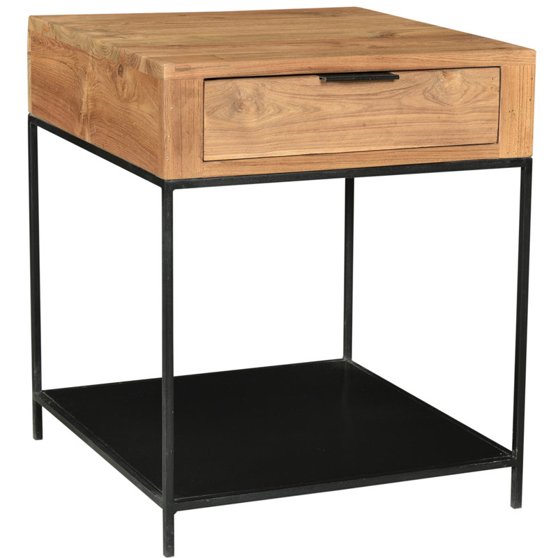 Theo Solid Wood End Table with Storage