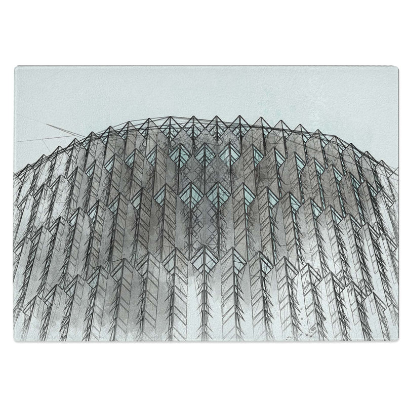 Tempered Glass Architecture Sketch Vol.10 Chopping Board, 28.5 cm W x 20 cm L