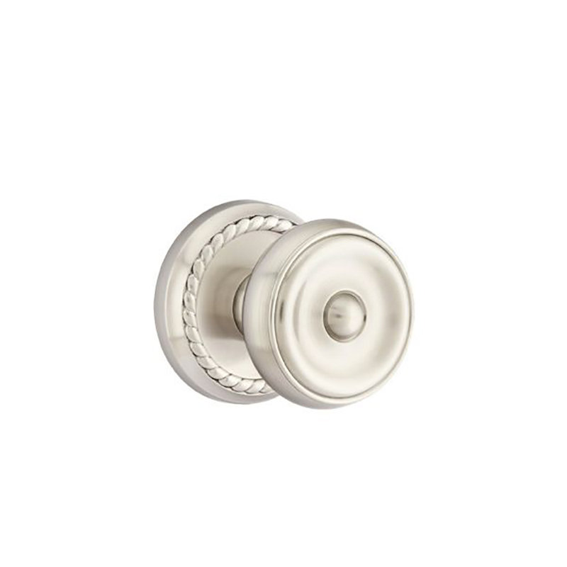 Privacy Waverly Knob with Rope Rose, Satin Nickel
