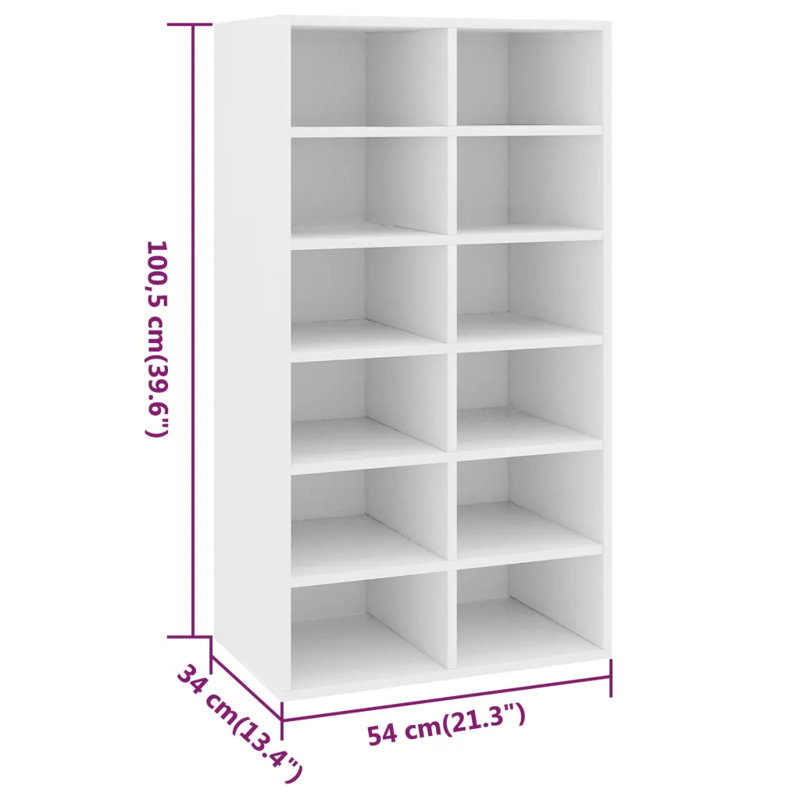 12 Pair Shoe Rack, White