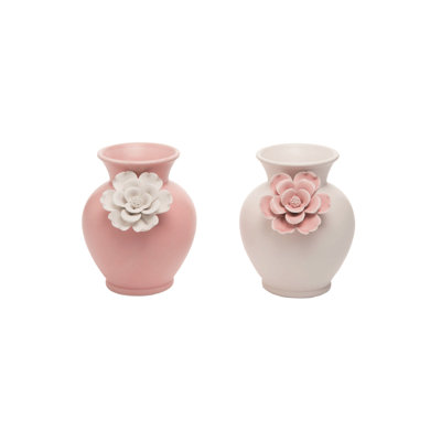  Vase en céramique avec ensemble de 2 décorations printanières