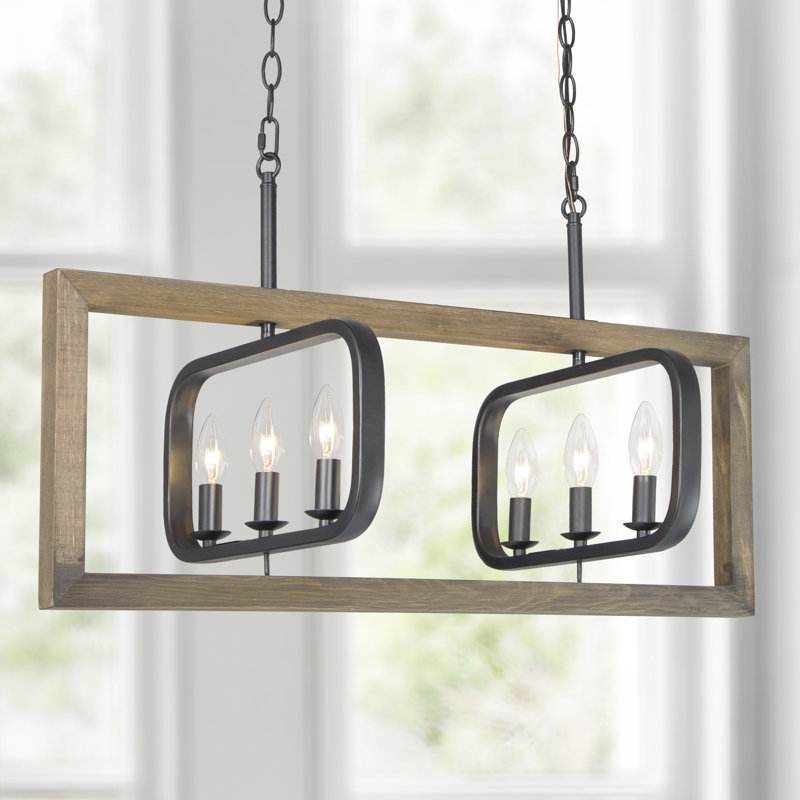Luminaire suspendu rectangulaire unique à 6 lumières Aziz