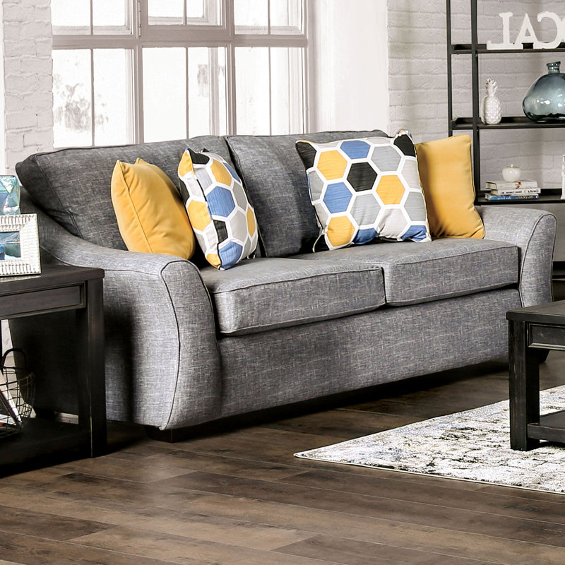 74.4" W Transitional Loveseat, Light Gray