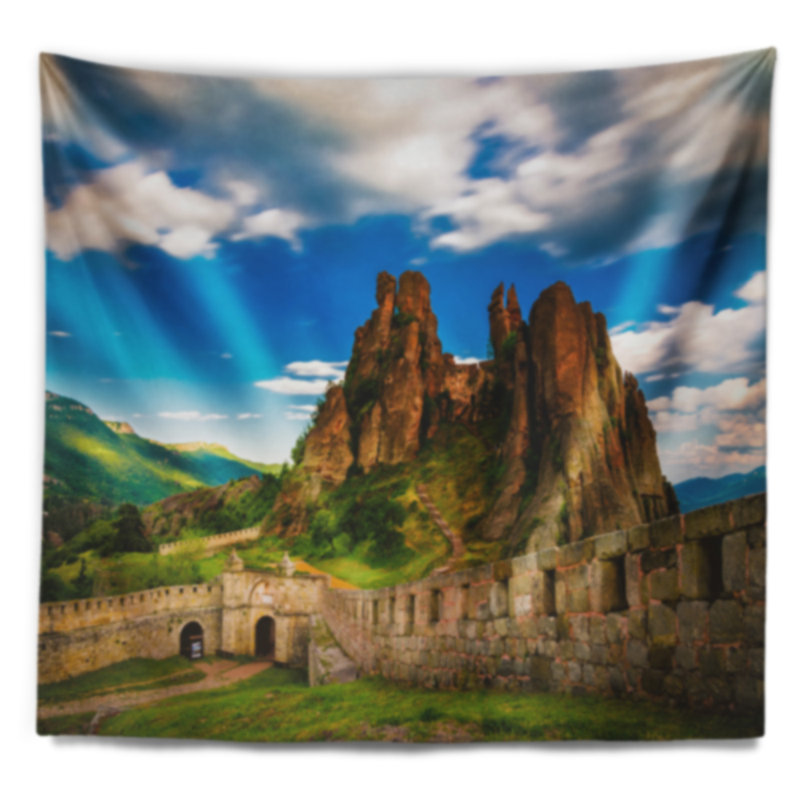 Paysage, tapisserie de la forteresse de Belogradchik et des falaises, H 50 po x l 60 po