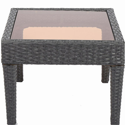 Outdoor Antibes Wicker Side Table,Accent Table,Grey
