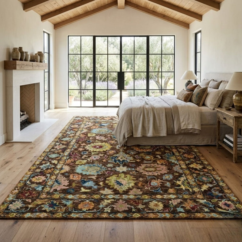 Dharmendera Traditional Brown Hand-Hooked Area Rug, Rectangle 2' x 3'