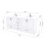 Meuble-lavabo double autoportant 72 po avec plateau en quartz blanc Maya-92872005