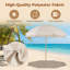 Parasol de patio 6 pi avec frange, inclinaison à bouton-poussoir, 8 nervures robustes, mât en bois blanc