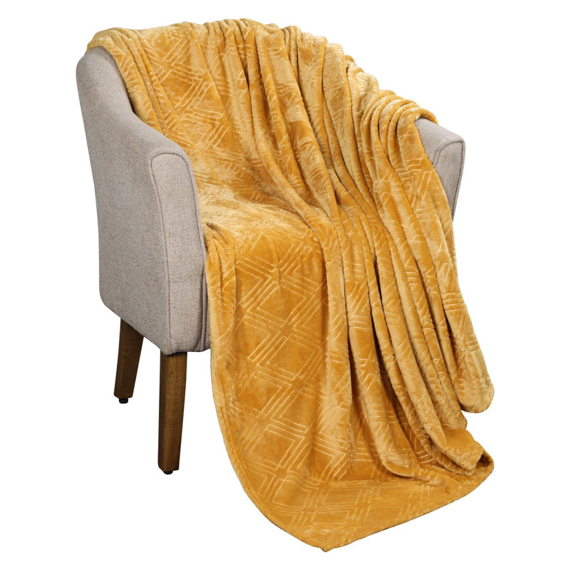 Couverture molletonnée en polyester moelleux Alaska, Double/Grand, Doré
