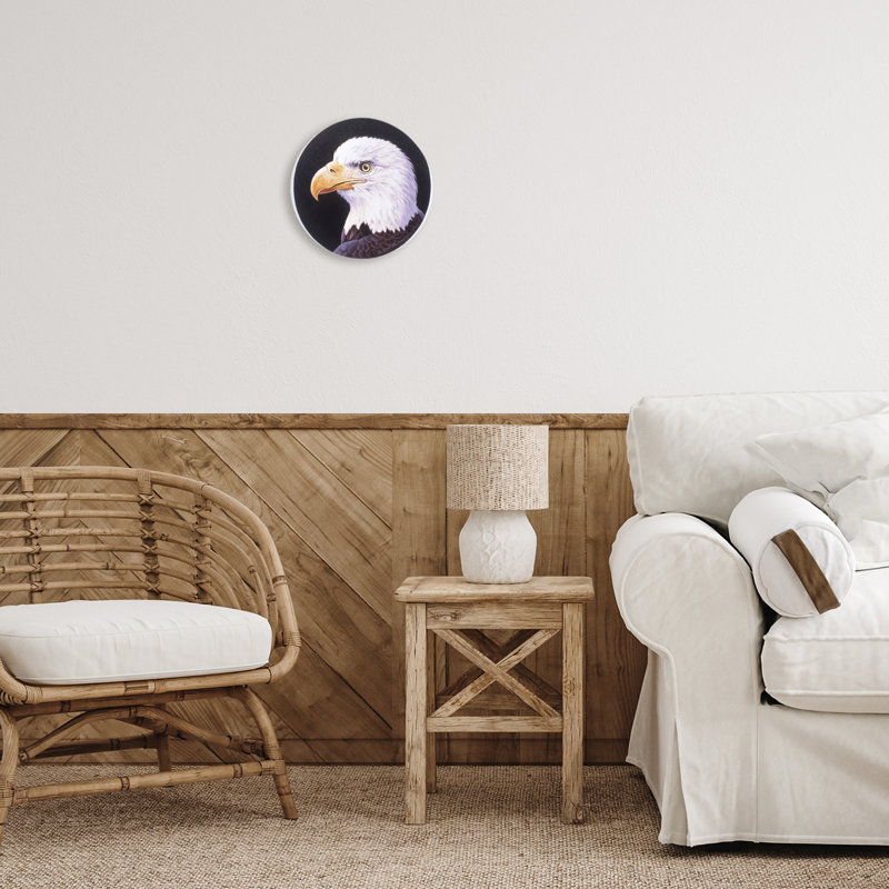Bald Eagle Portrait Circular Wall Plaque by Rod Lawrence
