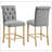 Button Tufted Back Solid Wood Stools-469672239
