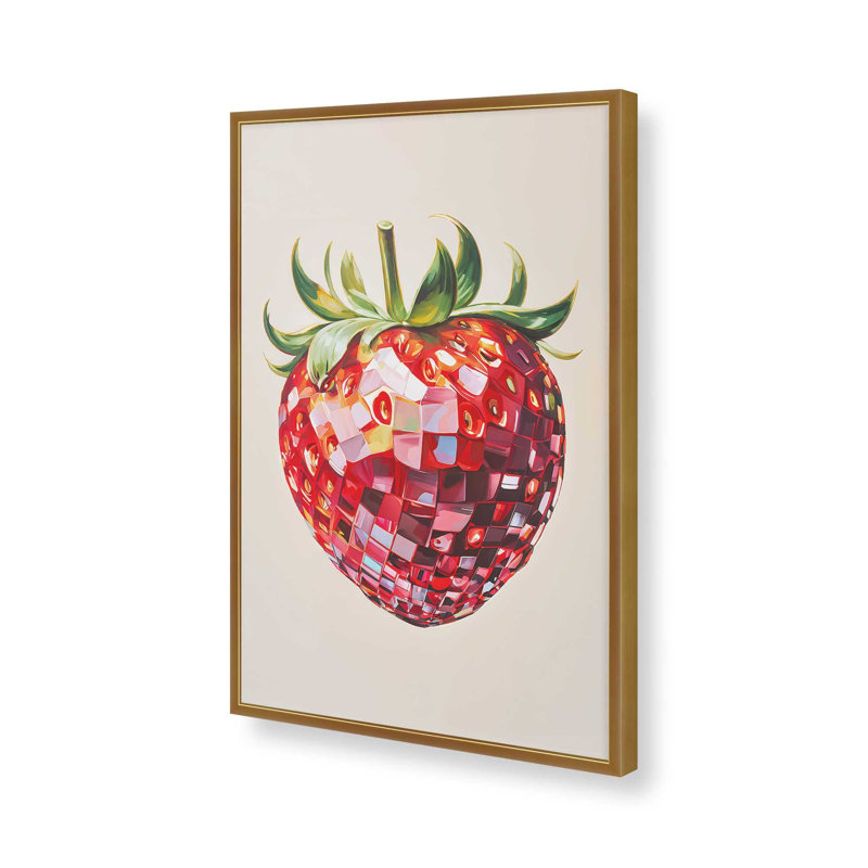 Imprimé disco fraise, Or poli, H 25,25 po x l 19,25 po