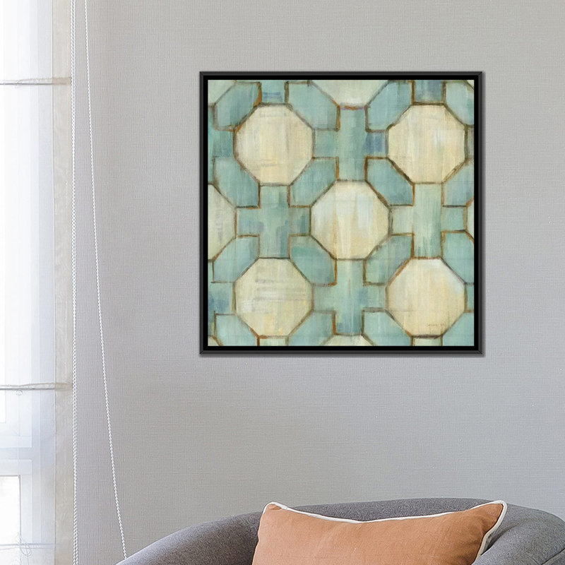 « tile element v », reproduction d’impression sur toile tendue, H 18 po x l 18 po x P 1,5 po, Toile avec cadre noir