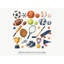 Sports Wall Decals, Set of 28 Peel and Stick Nursery Wall Stickers, Satin Finish Removable Kids Room Wall Art, 20"W x 20"H (50 x 50 cm)-2054340184