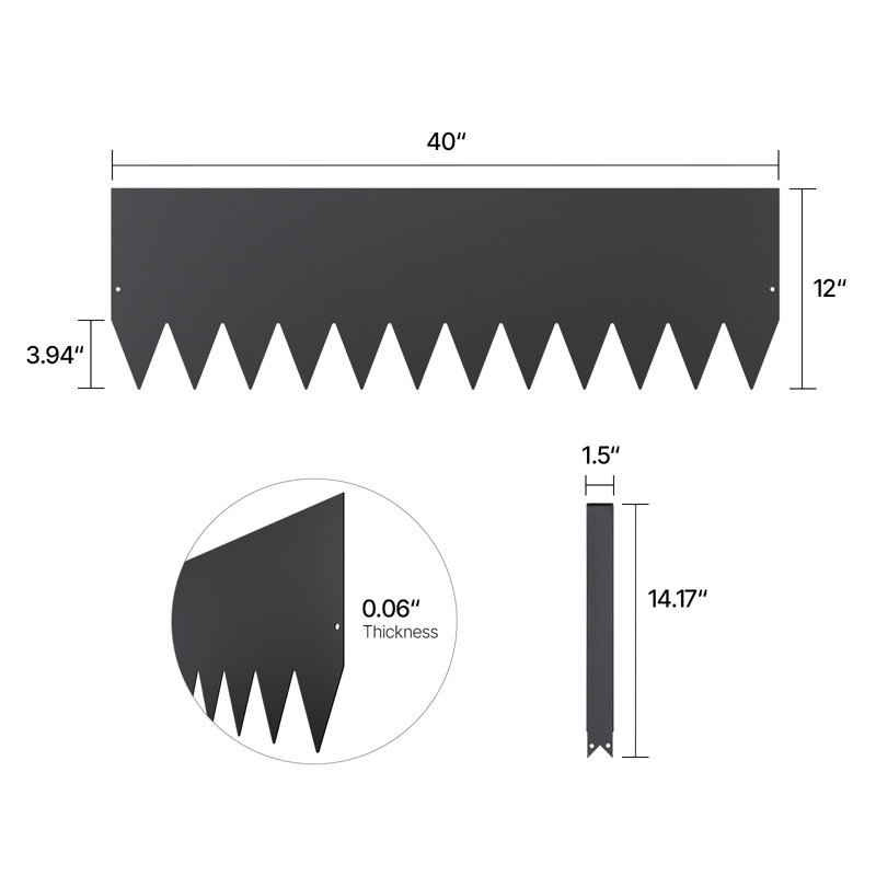 Bordure de jardin en acier résistante à la rouille, H 1 pi x l 3,33 pi