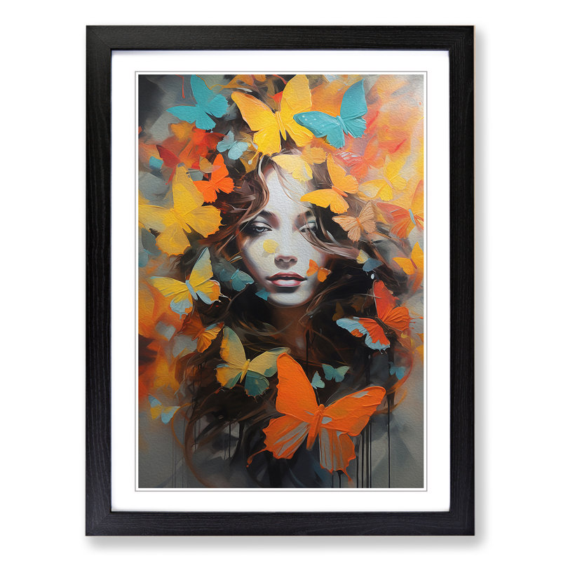 Butterfly Contemporary - Framed Print, Black Framed, 34cm H x 25cm W x 2cm D