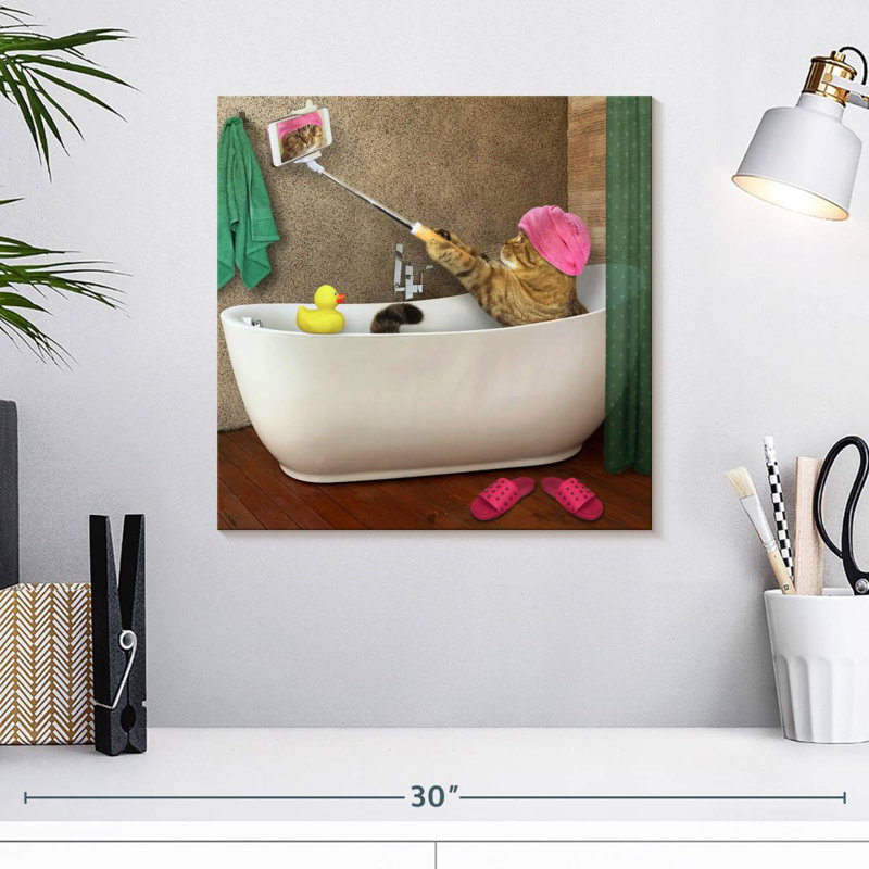 Ketti Cat Bath Selfie, 16" H x 16" W