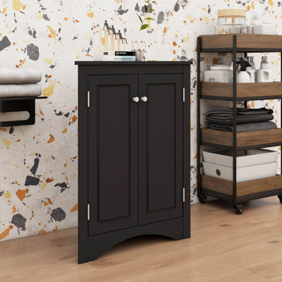 Triangular Corner Cabinet With Adjustable Shelves And Chic Doors
