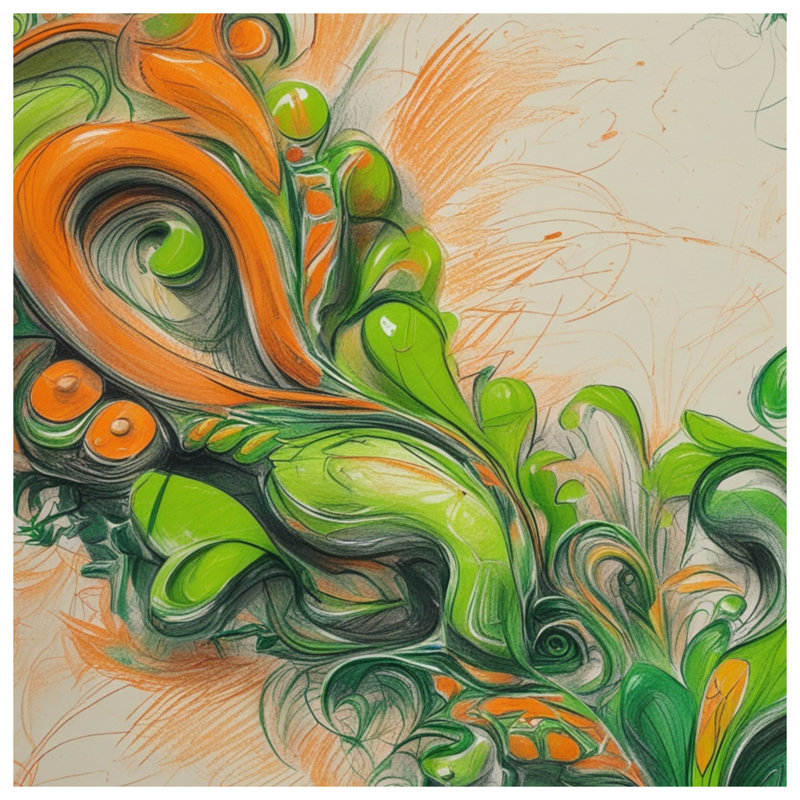 Couvertures tourbillonnantes vertes et orange, 60in W x 80in H