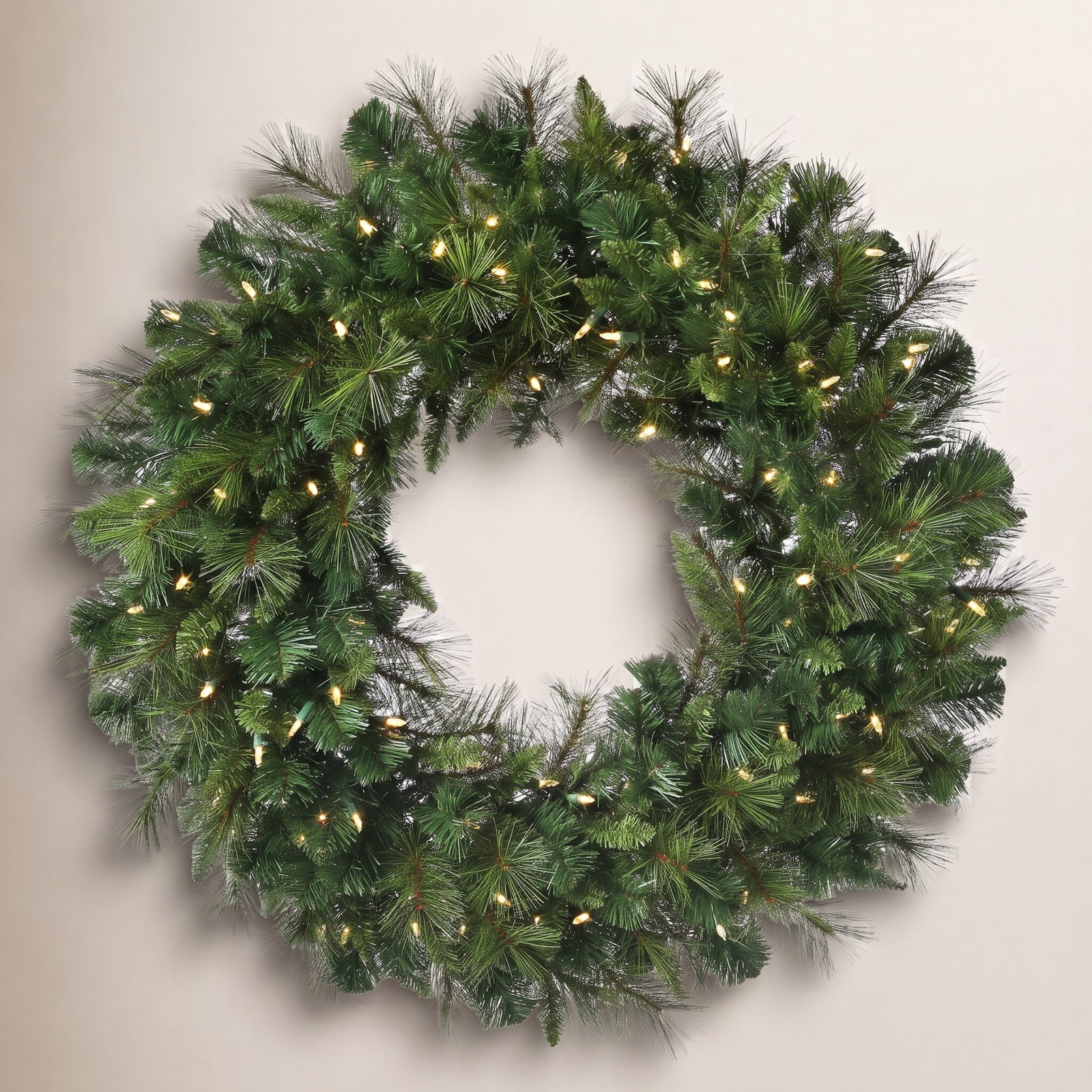 Surrey Pre-Lit Wreath, 30" H x 30" W x 3" D