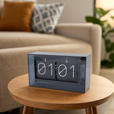 Rétro horloge rabattable mécanique à piles 24 heures rétro pour décoration de bureau de famille orange vif