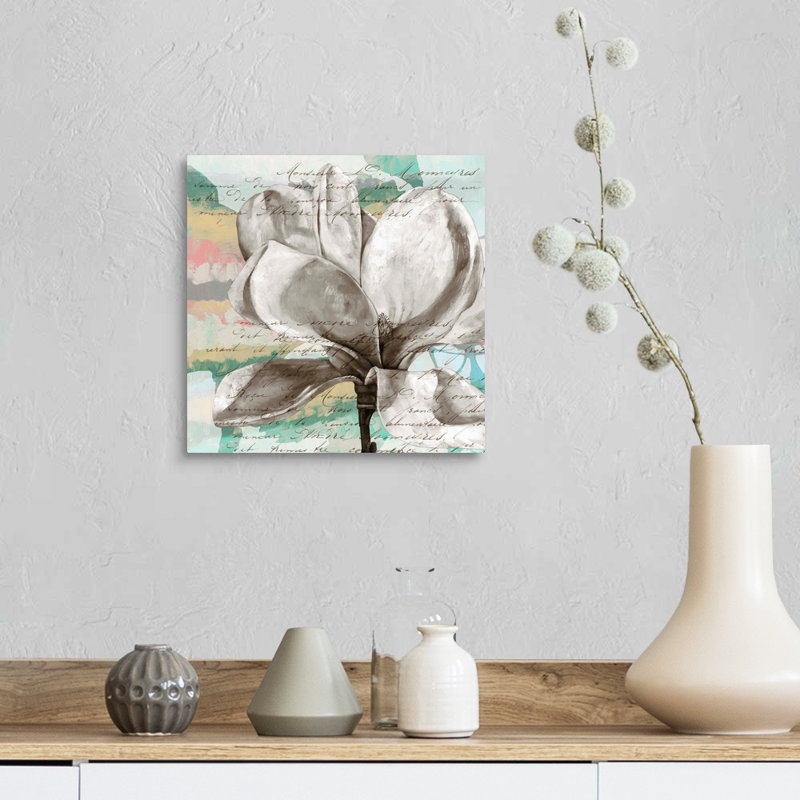 «Pastel Magnolias I», art mural sur toile, Toile tendue, H 12 po x l 12 po x P 1,25 po