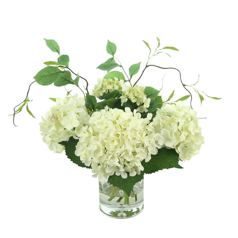 Faux Hydrangea with Vines in Vase