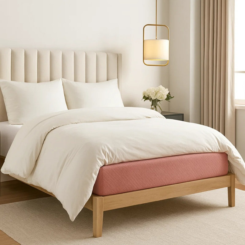 Matelas double Fia avec 1 oreiller, mousse viscoélastique imprégnée de gel, 7 pouces rose
